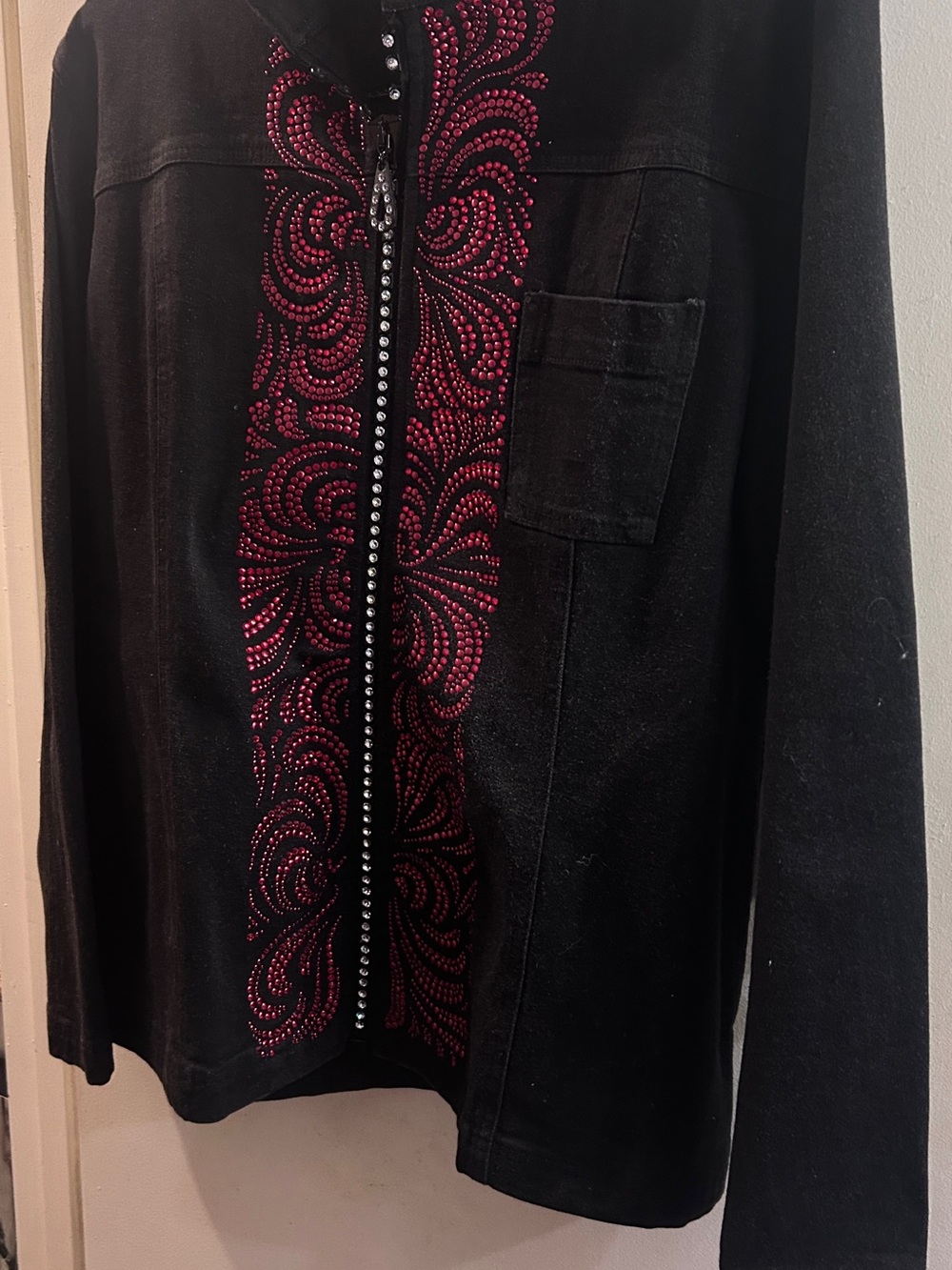 UniqueChristine Alexander Jacket New 100βs of Swarovski Crystals studded zipper